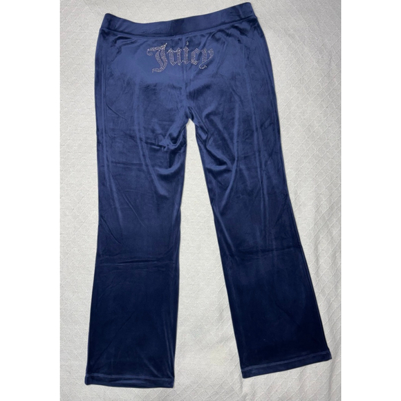 NWT Juicy Couture OG Bling Atlantis Navy Velour Jacket & Pants Tracksuit Size L - Picture 4 of 11
